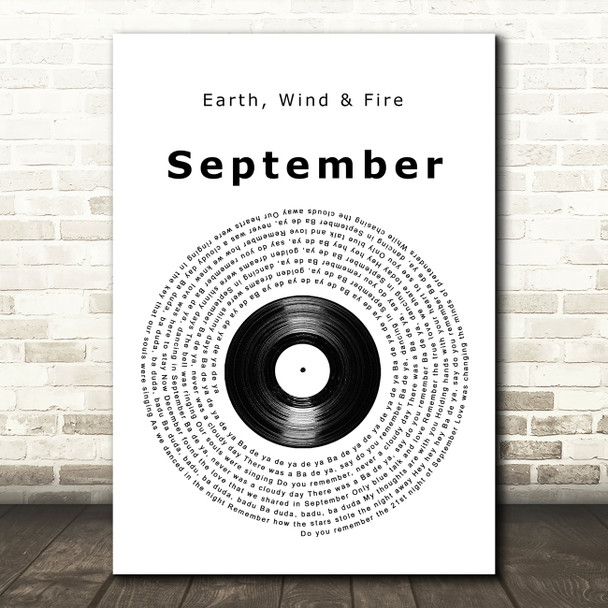 Earth, Wind & Fire September Vinyl Record Song Lyric Print