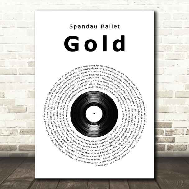 Spandau Ballet Gold Vinyl Record Song Lyric Print