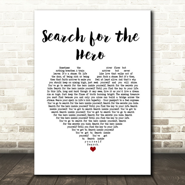 M People Search for the Hero White Heart Song Lyric Print