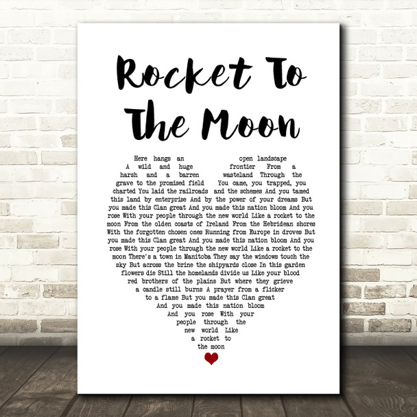 Runrig Rocket To The Moon White Heart Song Lyric Print