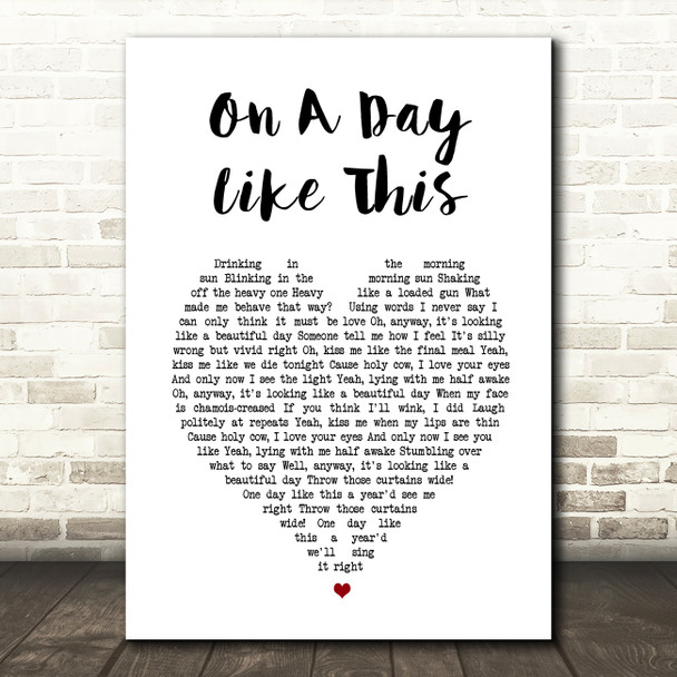Elbow On A Day Like This White Heart Song Lyric Print