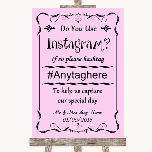 Pink Instagram Photo Sharing Personalized Wedding Sign