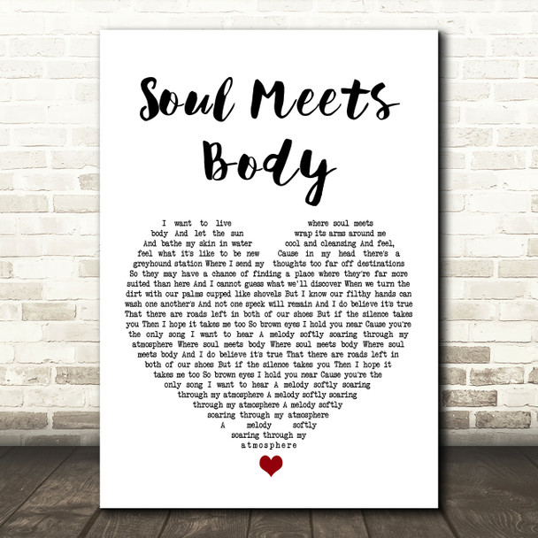 Death Cab For Cutie Soul Meets Body White Heart Song Lyric Print