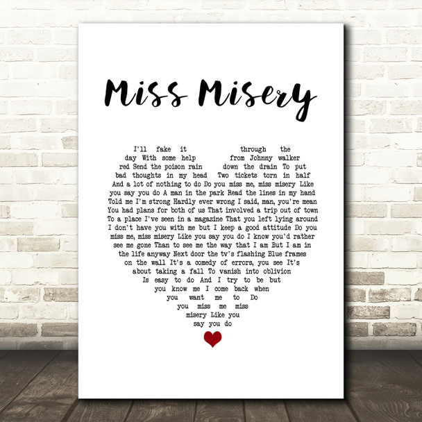 Elliott Smith Miss Misery White Heart Song Lyric Print
