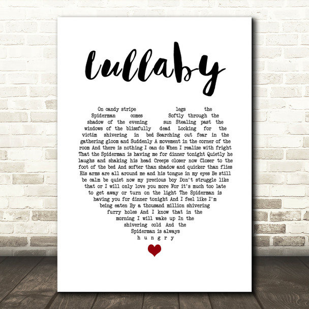 The Cure Lullaby White Heart Song Lyric Print