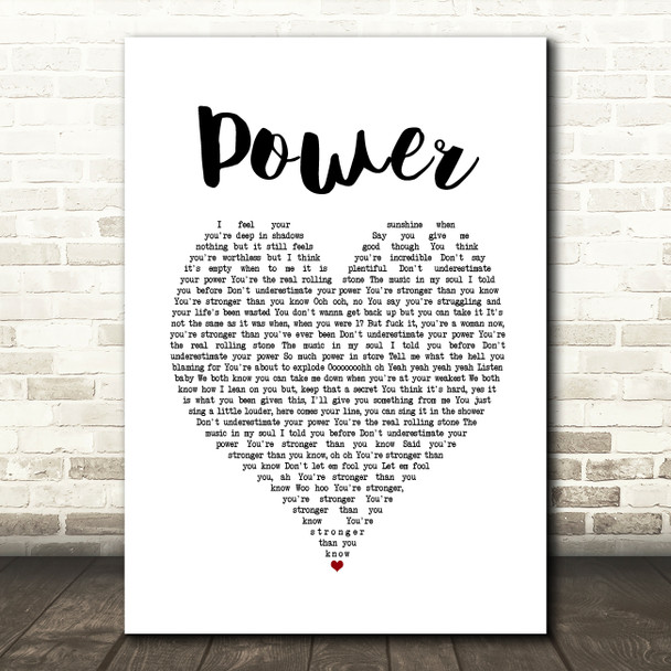 James Morrison Power White Heart Song Lyric Print