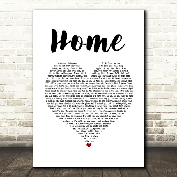 Edward Sharpe & The Magnetic Zeros Home White Heart Song Lyric Print