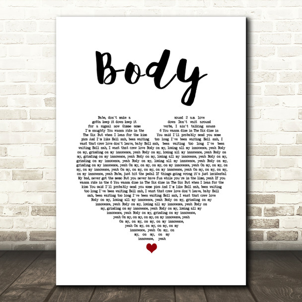 Loud Luxury feat. Brando Body White Heart Song Lyric Print