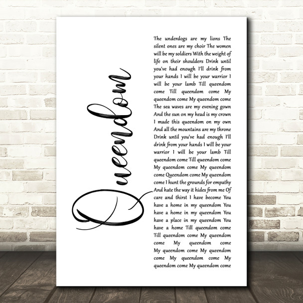 AURORA Queendom White Script Song Lyric Print