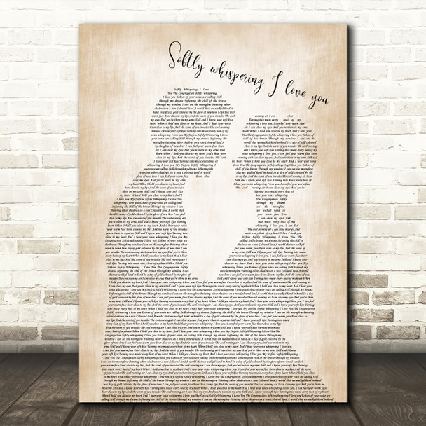 The Congregation Softly whispering I love you Man Lady Bride Groom Wedding Song Lyric Quote Music Poster Print