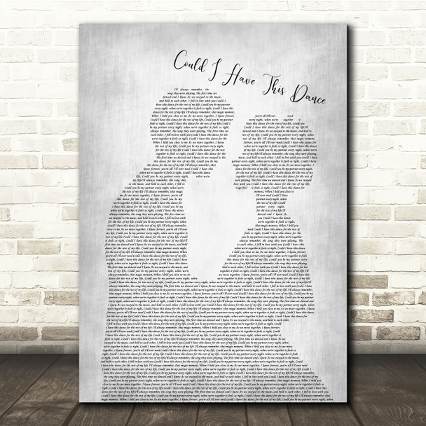 Anne Murray Could I Have This Dance Man Lady Bride Groom Wedding Grey Song Lyric Quote Music Poster Print