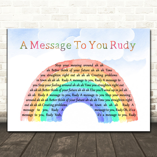 The Specials A Message To You Rudy Watercolour Rainbow & Clouds Song Lyric Quote Music Poster Print
