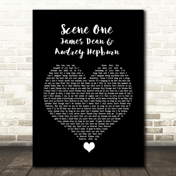 Sleeping With Sirens Scene One James Dean & Audrey Hepburn Black Heart Song Lyric Quote Music Poster Print