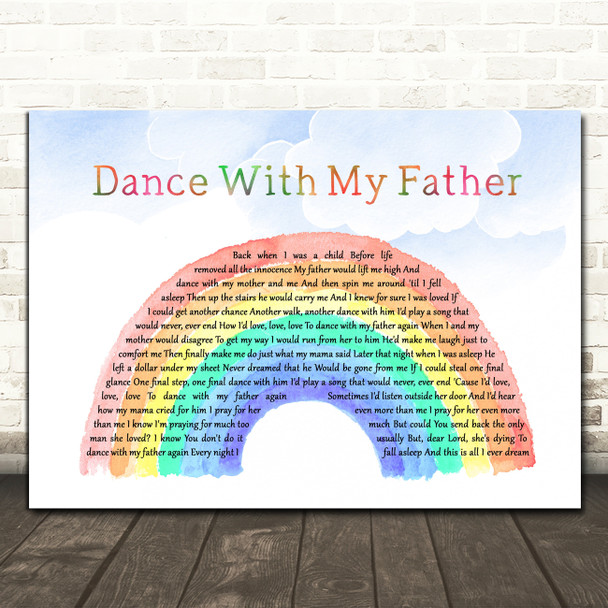 Luther Vandross Dance With My Father Watercolour Rainbow & Clouds Song Lyric Quote Music Poster Print