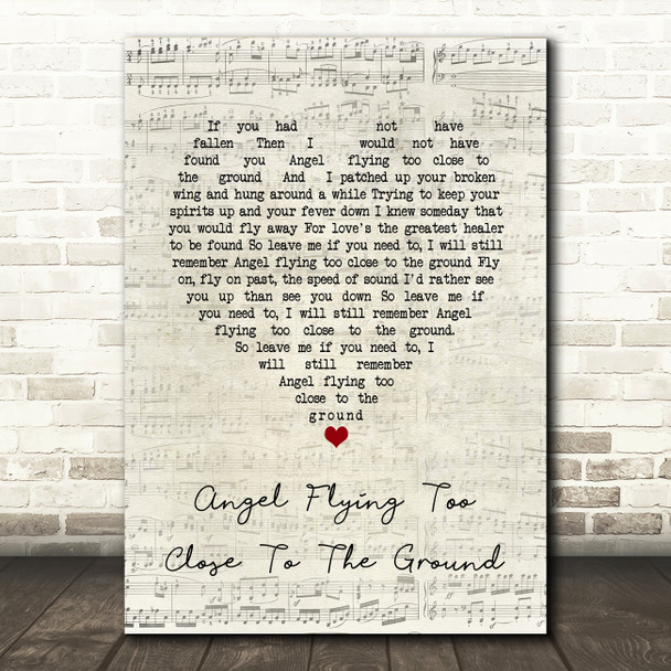 Willie Nelson Angel Flying Too Close To The Ground Script Heart Song Lyric Quote Music Poster Print