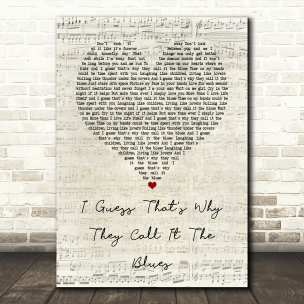 Elton John I Guess That's Why They Call It The Blues Script Heart Song Lyric Quote Music Poster Print
