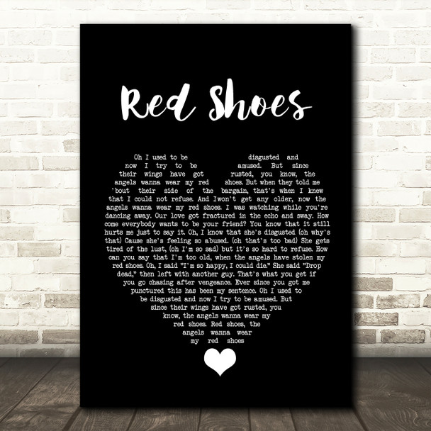 Elvis Costello (The Angels Wanna Wear My) Red Shoes Black Heart Song Lyric Quote Music Poster Print