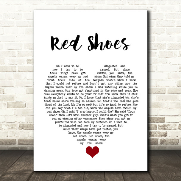 Elvis Costello (The Angels Wanna Wear My) Red Shoes White Heart Song Lyric Quote Music Poster Print