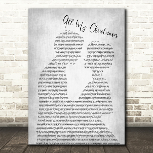 Jillian Edwards All My Christmases Man Lady Bride Groom Wedding Grey Song Lyric Quote Music Poster Print