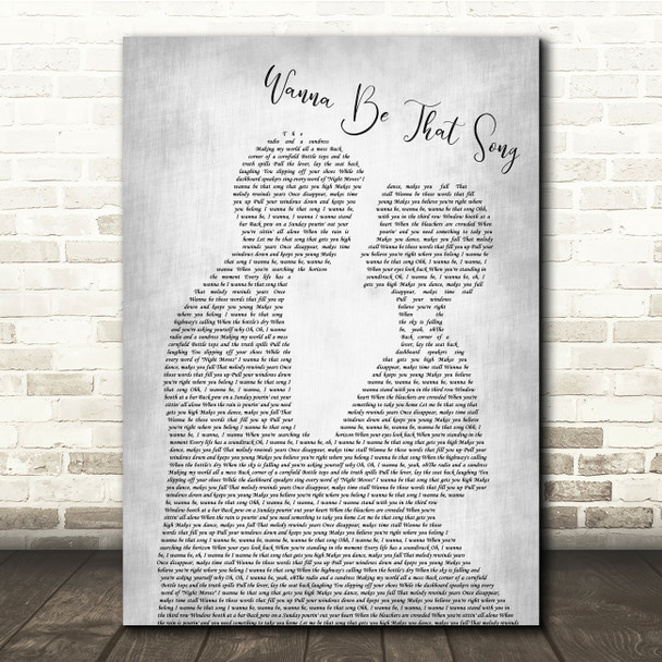 Brett Eldredge Wanna Be That Song Man Lady Bride Groom Wedding Grey Song Lyric Quote Music Poster Print