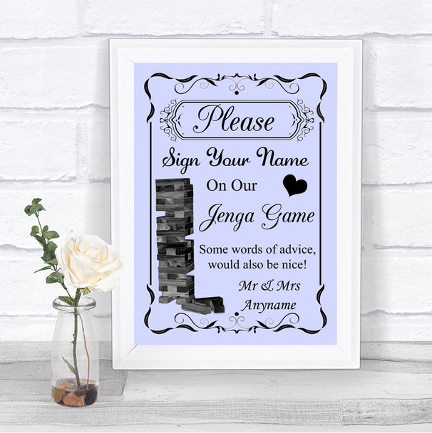 Lilac Jenga Guest Book Personalized Wedding Sign