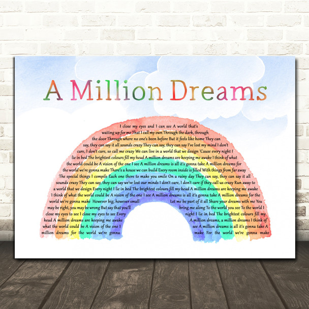 The Greatest Showman A Million Dreams Watercolour Rainbow & Clouds Song Lyric Quote Music Poster Print