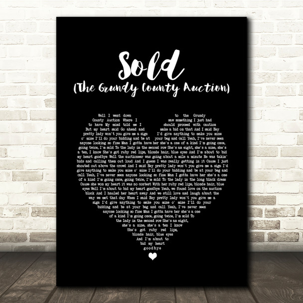 John Michael Montgomery Sold (The Grundy County Auction) Black Heart Song Lyric Quote Music Poster Print