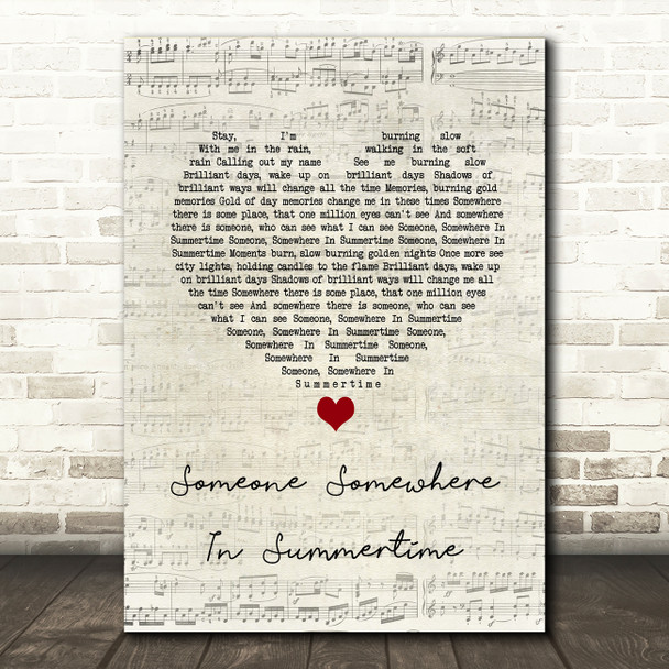 Simple Minds Someone Somewhere In Summertime Script Heart Song Lyric Quote Music Poster Print