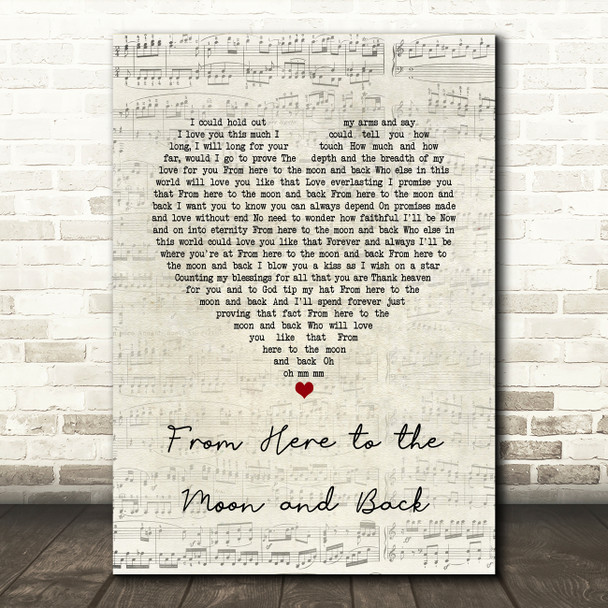 Willie Nelson ft. Dolly Parton From Here to the Moon and Back Script Heart Song Lyric Quote Music Poster Print