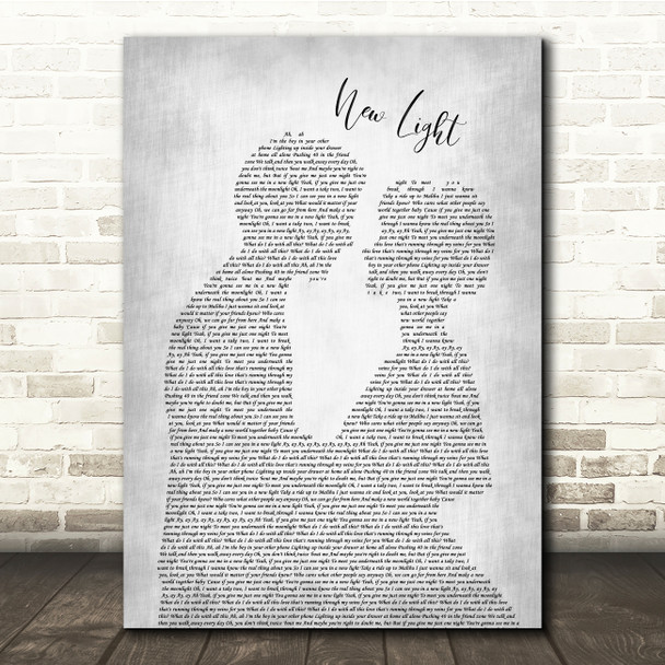 John Mayer New Light Man Lady Bride Groom Wedding Grey Song Lyric Quote Music Poster Print
