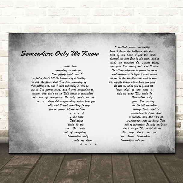 Keane Somewhere Only We Know Man Lady Couple Grey Song Lyric Quote Music Poster Print