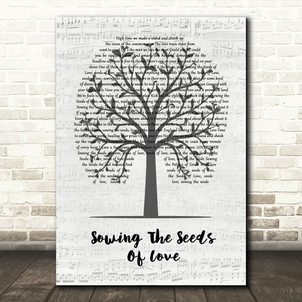 Tears For Fears Sowing The Seeds Of Love Music Script Tree Song Lyric Quote Music Poster Print