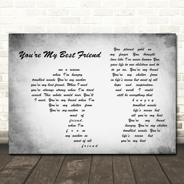 Don Williams You're My Best Friend Man Lady Couple Grey Song Lyric Quote Music Poster Print