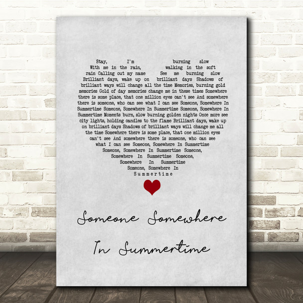 Simple Minds Someone Somewhere In Summertime Grey Heart Song Lyric Quote Music Poster Print