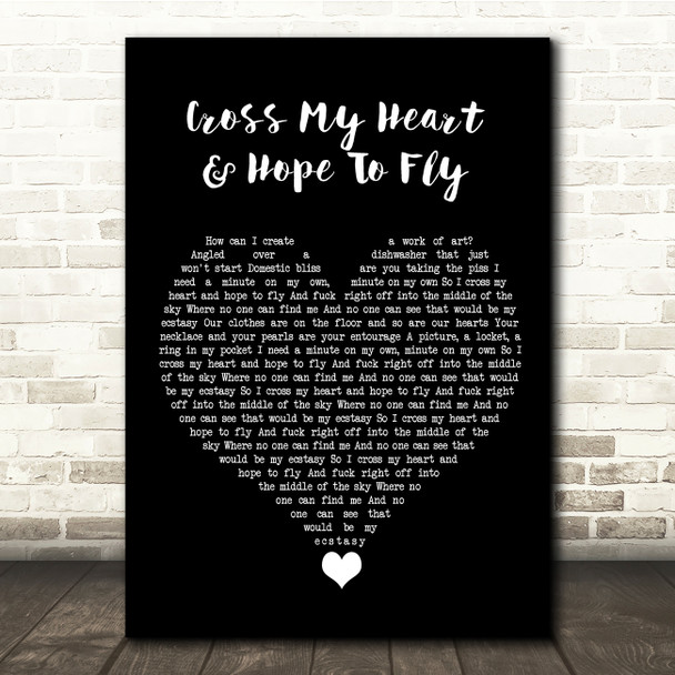 The Courteeners Cross My Heart & Hope To Fly Black Heart Song Lyric Quote Music Poster Print