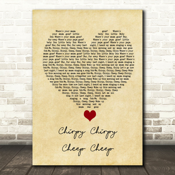 Middle Of The Road Chirpy Chirpy Cheep Cheep Vintage Heart Song Lyric Quote Music Poster Print