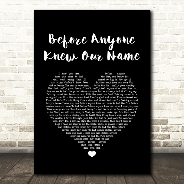 Stereophonics Before Anyone Knew Our Name Black Heart Song Lyric Quote Music Poster Print