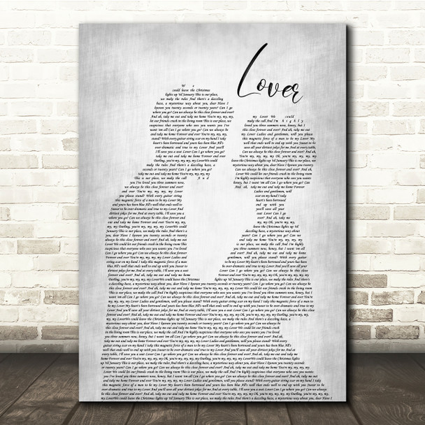 Taylor Swift Lover Man Lady Bride Groom Wedding Grey Song Lyric Quote Music Poster Print