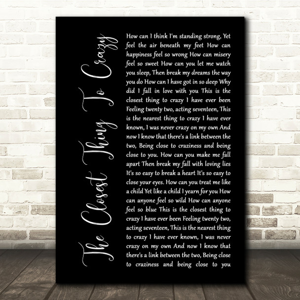 Katie Melua The Closest Thing To Crazy Black Script Song Lyric Quote Music Poster Print