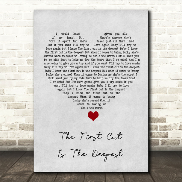 Rod Stewart The First Cut Is The Deepest Grey Heart Song Lyric Quote Music Poster Print