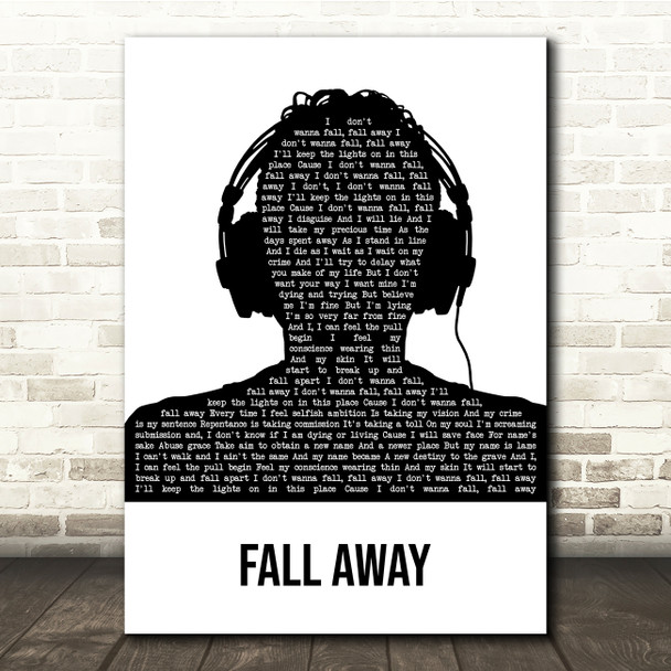 Twenty One Pilots Fall Away Black & White Man Headphones Song Lyric Quote Music Poster Print