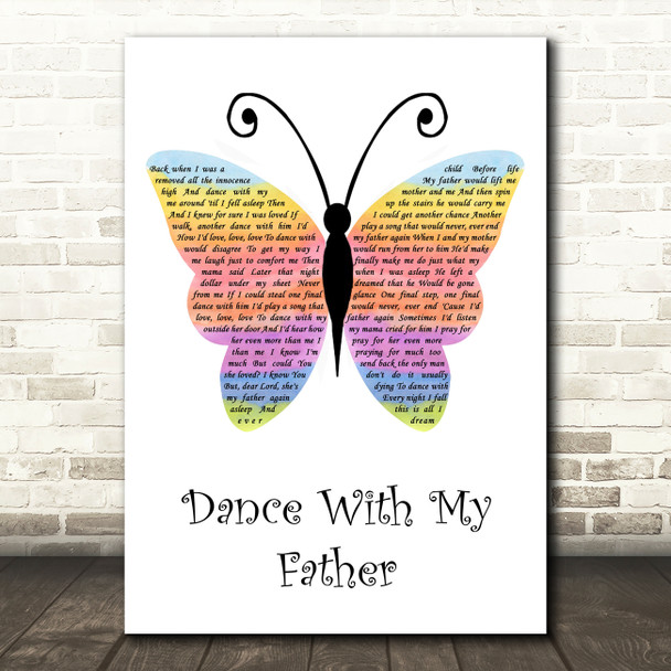 Luther Vandross Dance With My Father Rainbow Butterfly Song Lyric Quote Music Poster Print