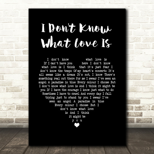 Lady Gaga & Bradley Cooper I Don't Know What Love Is Black Heart Song Lyric Quote Music Poster Print