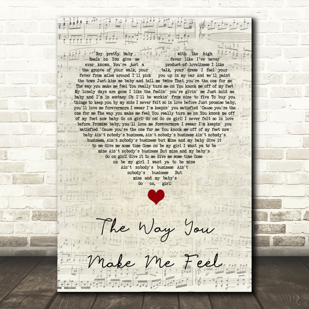 Michael Jackson The Way You Make Me Feel Script Heart Song Lyric Quote Music Poster Print