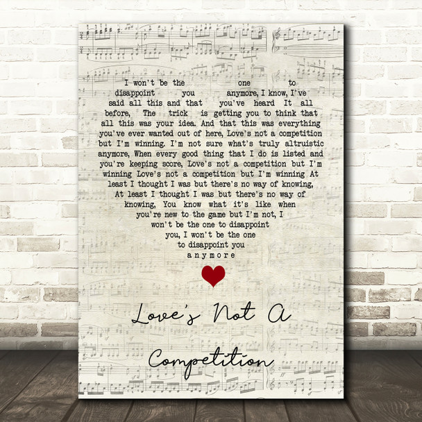 Kaiser Chiefs Love's Not A Competition Script Heart Song Lyric Quote Music Poster Print