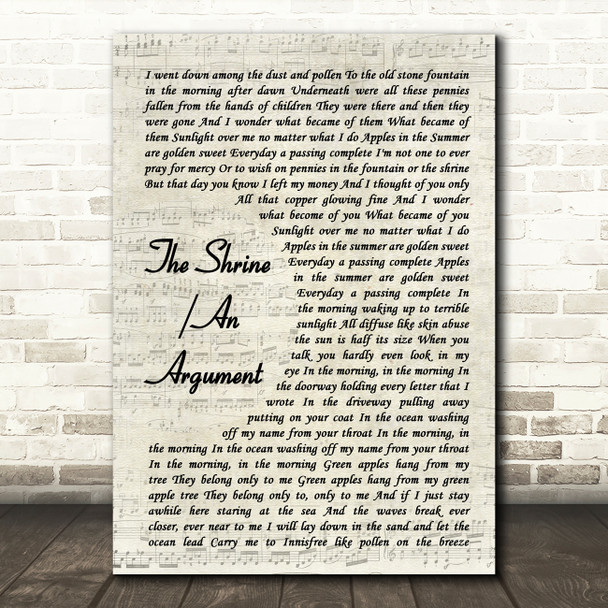 Fleet Foxes The Shrine An Argument Vintage Script Song Lyric Quote Music Poster Print