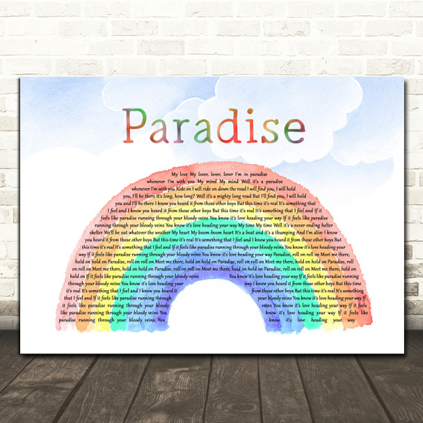 George Ezra Paradise Watercolour Rainbow & Clouds Song Lyric Quote Music Poster Print