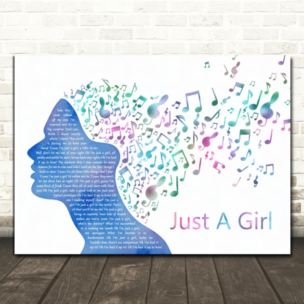 No Doubt Just A Girl Colourful Music Note Hair Song Lyric Quote Music Poster Print