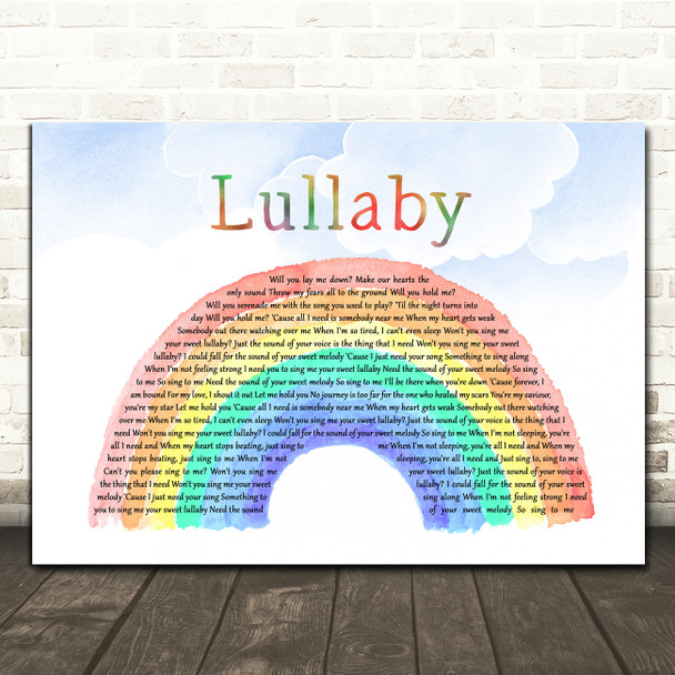 Sigala & Paloma Faith Lullaby Watercolour Rainbow & Clouds Song Lyric Quote Music Poster Print