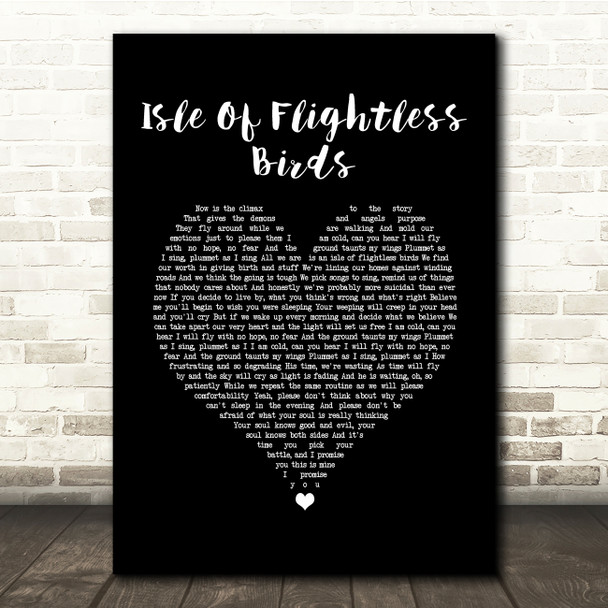 Twenty One Pilots Isle Of Flightless Birds Black Heart Song Lyric Quote Music Poster Print